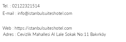 stanbul Hotel & Suites telefon numaralar, faks, e-mail, posta adresi ve iletiim bilgileri